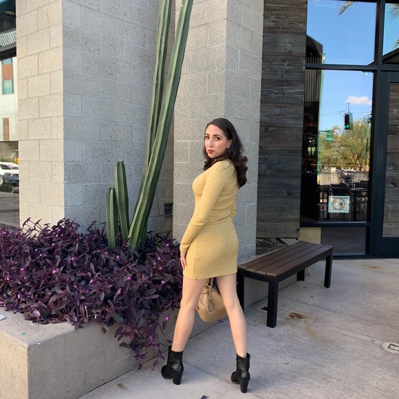 Sweater Dress Dark Yellow-LAST ONE - Picture 2 of 6